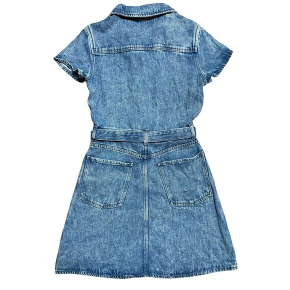 7 For All Mankind Sz M Dress Denim Collared Mini Shirtdress Blue Boho Classic - Picture 4 of 10